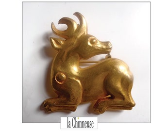 ARTHUS BERTRAND BROCHE; Vintage jaren 40, broche toegeschreven aan Paule Ingrand, verzamelobject, Franse ontwerper, bronzen sieraad;