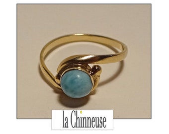 VINTAGE BAGUE  en OR 14 Carats et Turquoise; Années 70; Bague Solitaire Or et Turquoise; Cadeau pour Elle; Bijoux Vintage en Or.