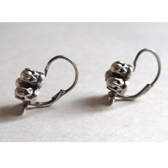 OLD SLEEP RINGS, Small Silver & Fine Pearl Earrin… - image 3