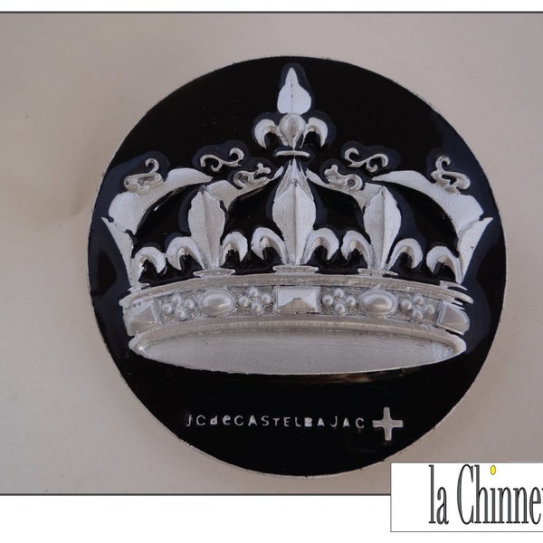 J C de CASTELBAJAC BROCHE; Badge Motif Couronne; Vintage Années 80; Collectible; Pour Elle ou Lui; Français Vintage Signé; French Designer.