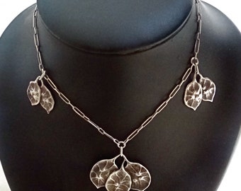 Collier Chaîne En Argent Massif 925/1000 Ancien - Maille Art Nouveau, Occasion