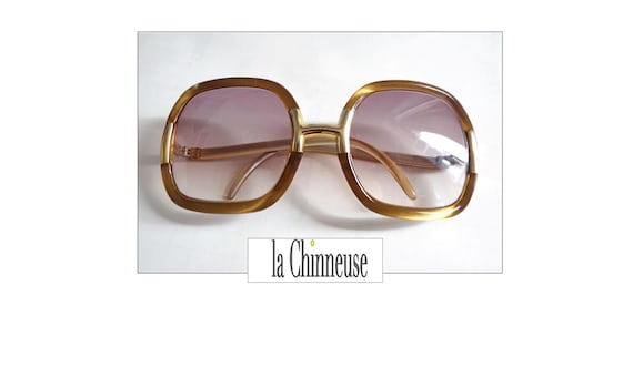 VTG Ted Lapidus Paris Sunglasses Oversized Square Gold Frame France Rare Ted Lapidus Paris Rare Vintage 70 main image 2