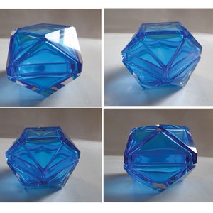 BLUE GLASS BOX; Pretty Art Deco Style Box, 20th Century Object From the