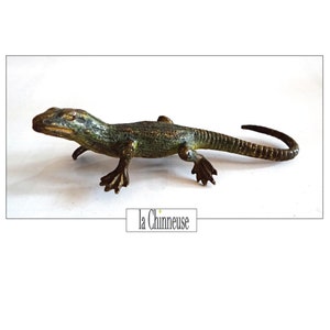 VIENNA BRONZE GESCHUTZT; Late 19th century; Viennese bronze depicting a lizard; Antique Austrian bronze signed.
