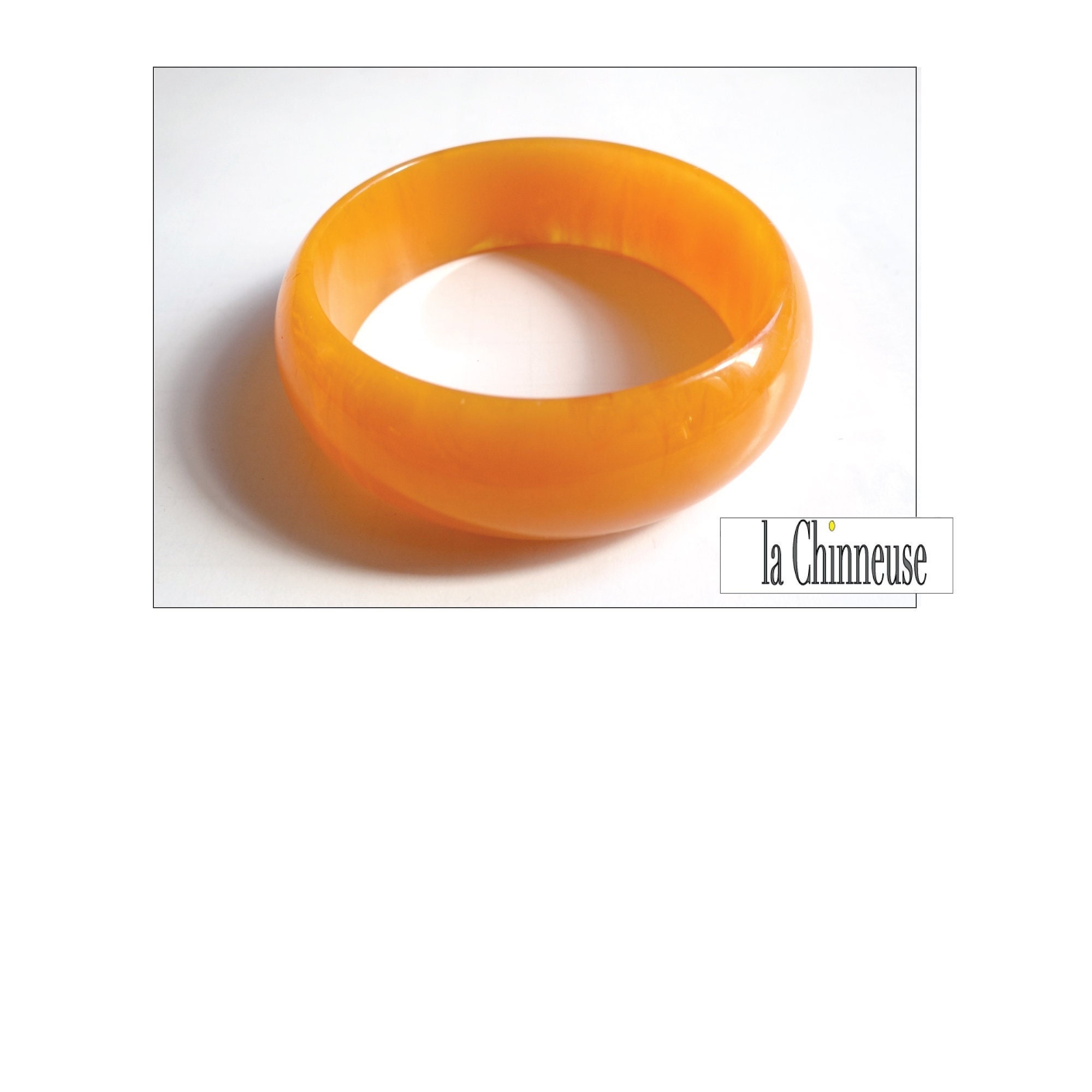 Bracelet Art Déco Vintage En Bakélite Couleur Ambre - Occasion En Excellent état