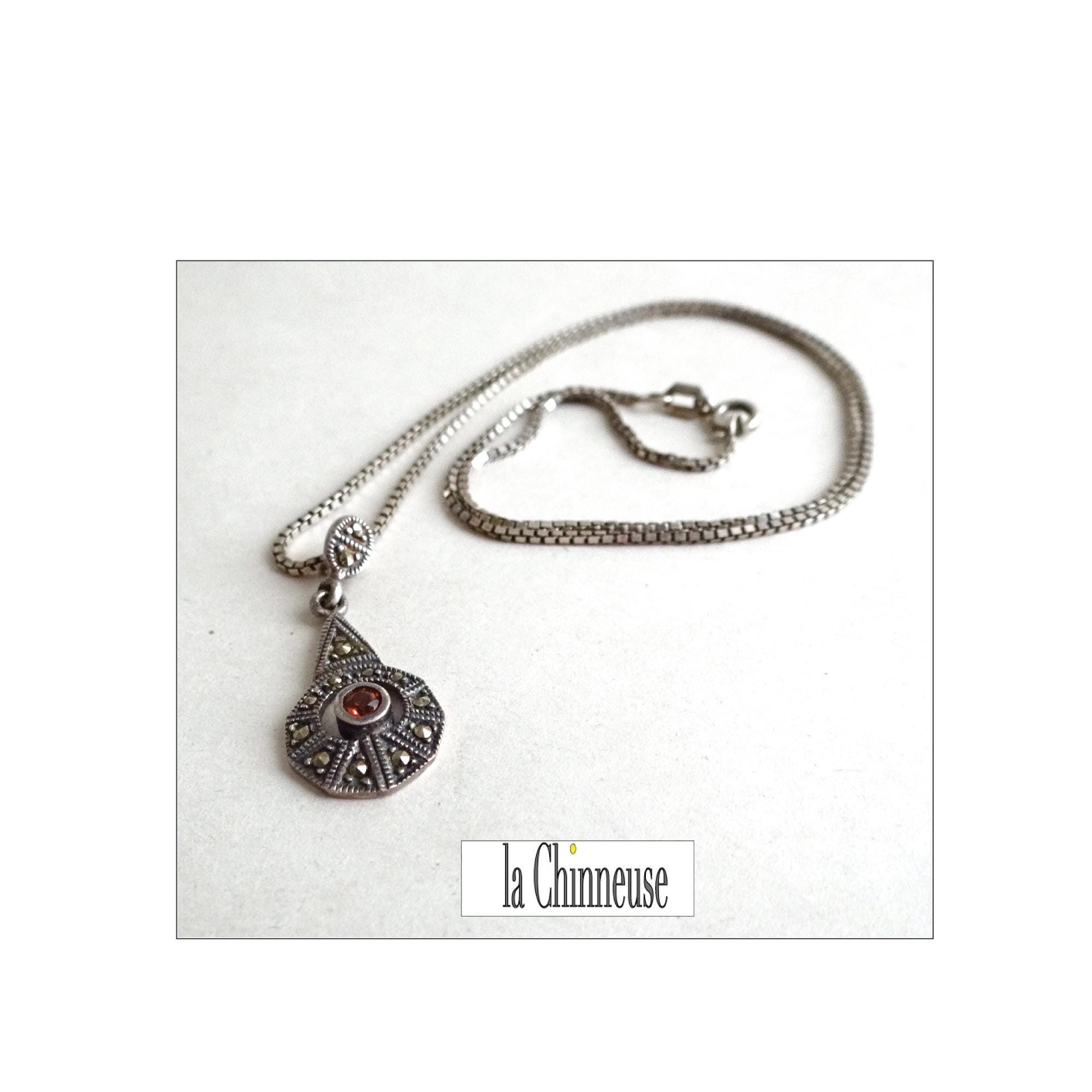 Collier Maille Art Nouveau 1930 – Plaqué Or 18k 750/1000 – Pendentif Vintage