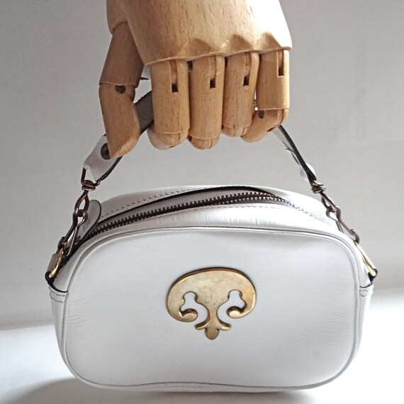 LAFFARGUE BAG; Small White Leather Bag & Fleur de… - image 9