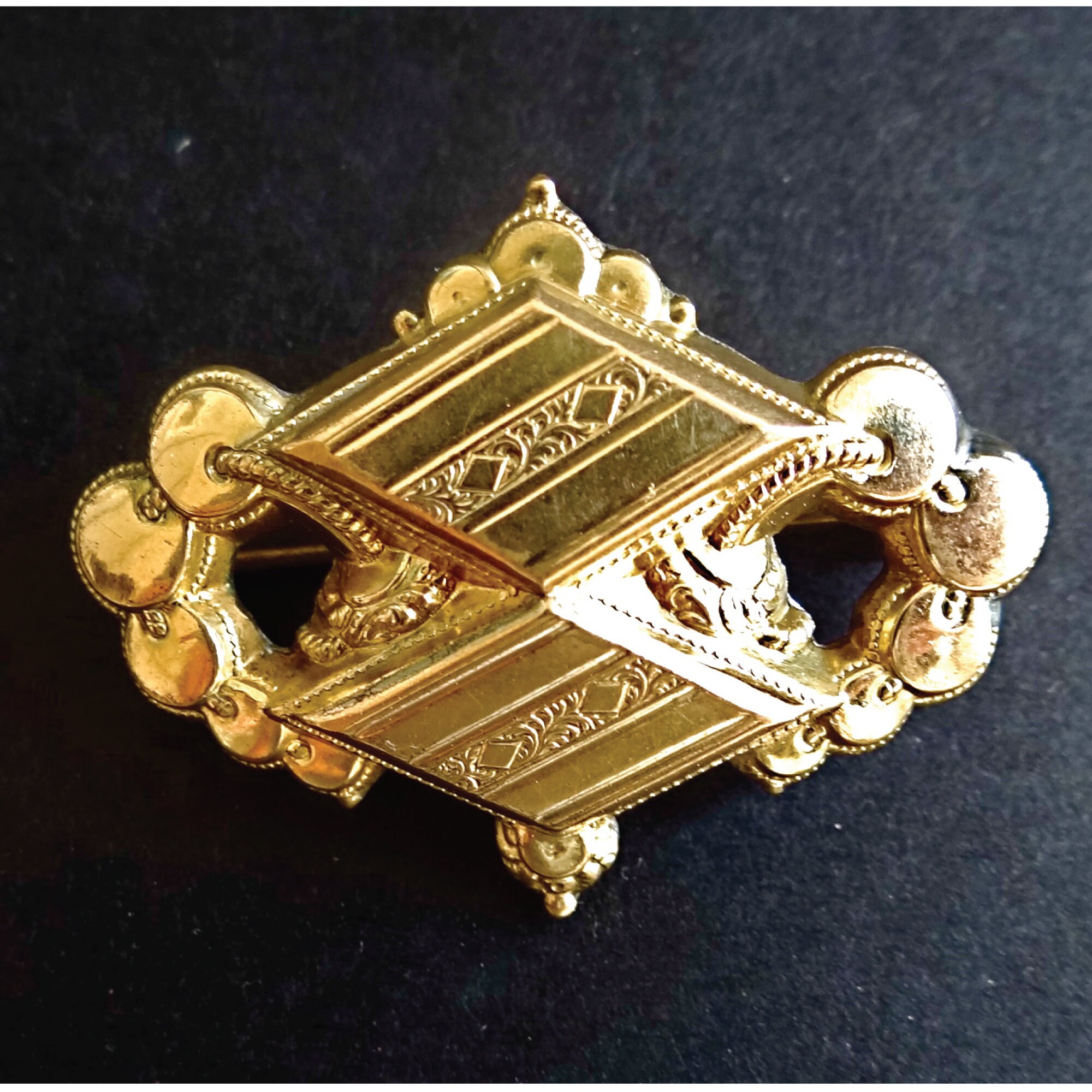 Broche Ancienne Napoléon III Vintage - Plaqué Or, Style Victorien Français, Occasion