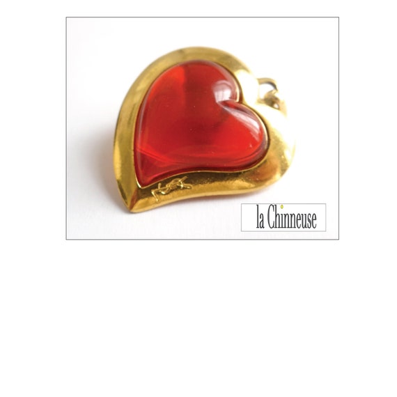 YVES SAINT LAURENT Pendant; Heart Pattern Pendant… - image 1