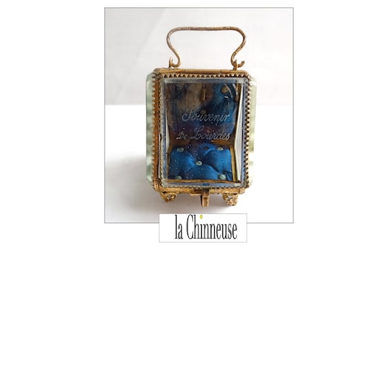 ANCIEN COFFRET À BIJOUX; Coffret à Bijoux Antique en Verre Biseauté, 19ème Siècle Napoléon 3, Pièce de Collection, Présentoir Bijoux Ancien.