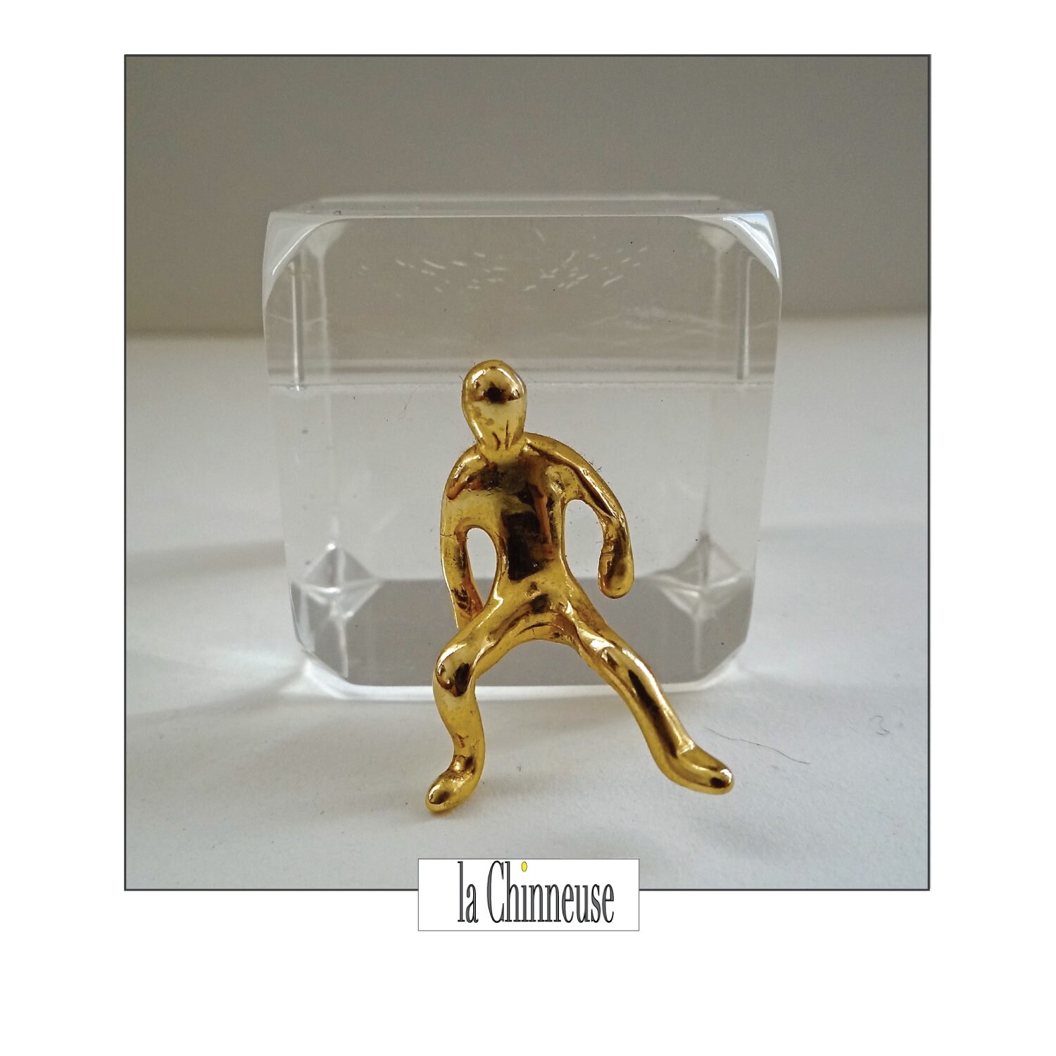 Vintage Porte Photo Cube en Plexi , Vintage Presse Papier Plexiglas Collectible Accessoire de Bureau