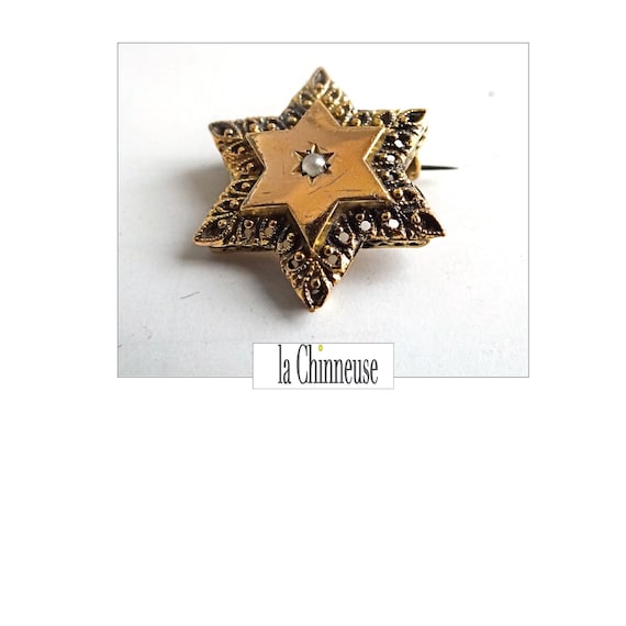 ANCIENNE BROCHE ÉTOILE; Broche Napoléon 3 Fin 19ème Siècle, Pour Elle ou Lui, Ancien bijou Travail Français, Bijou de Collection.