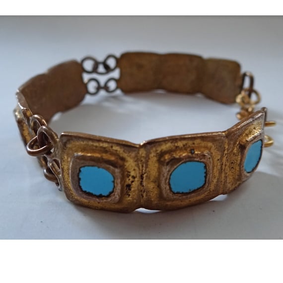 Parure Bracelet Et Collier Vintage D. Piechaud - Bronze Et émaux Années 70