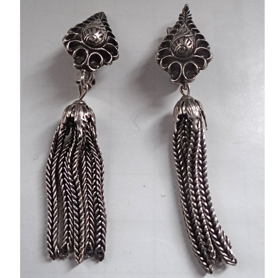 Boucles D'oreilles Vintage Clips Années 1950/1960 - Couleur Dominante Noire - Occasion