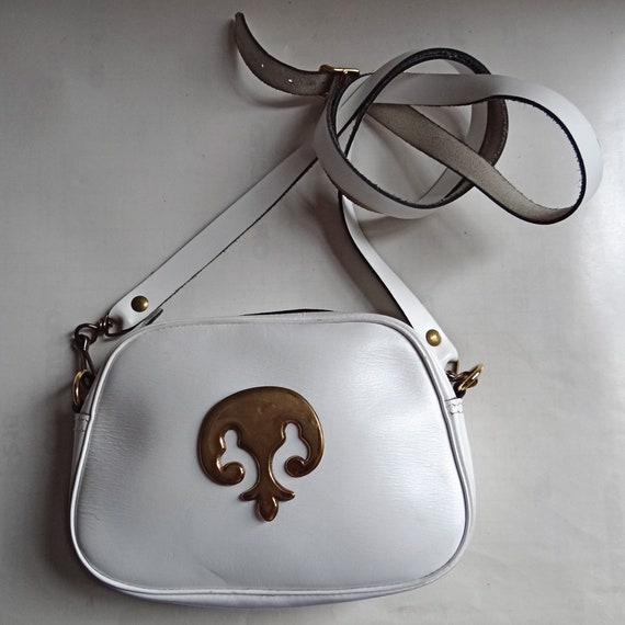 LAFFARGUE BAG; Small White Leather Bag & Fleur de… - image 7