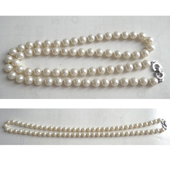 CHRISTIAN DIOR NECKLACE; Fancy pearl long necklac… - image 4