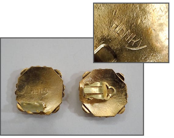 HENRY Signed Earrings; Vintage Henry Perichon Ear… - image 3