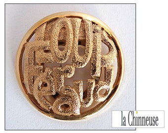 LOUIS FÉRAUD Sjaalclip; Haute Couture gouden ring voor sjaal, jaren 80; Voor haar; High fashion sieraden, gemaakt in Frankrijk.