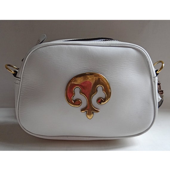LAFFARGUE BAG; Small White Leather Bag & Fleur de… - image 6