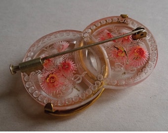 ANCIENNE BROCHE ART DECO métal et lucite plexiglas FLEURS EUR 25,00 - FR