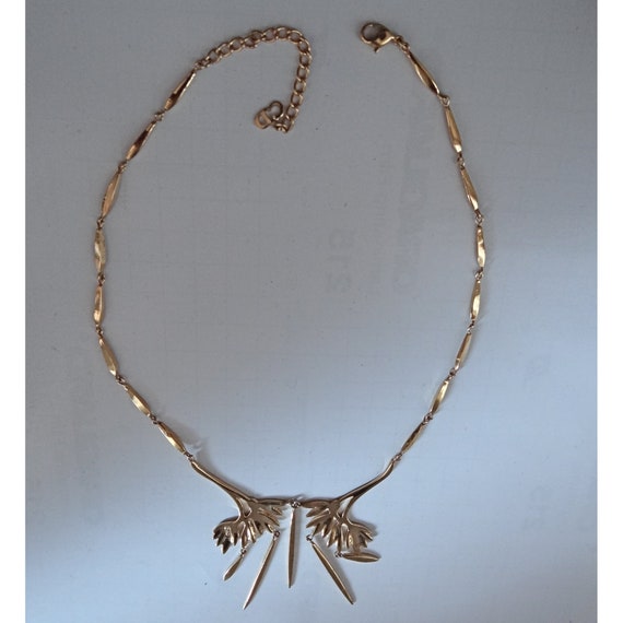 Collier Art Nouveau Ancien En Forme De Feuille De Marronnier - Bijou Vintage Végétal