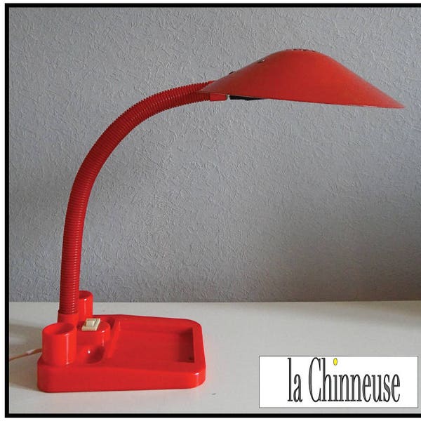 LAMPE De BUREAU ALUMINOR / Lampe vintage Rouge marque Aluminor / Lampe de bureau Années 80 / Vintage Light / Collectibles / Pour Lui.