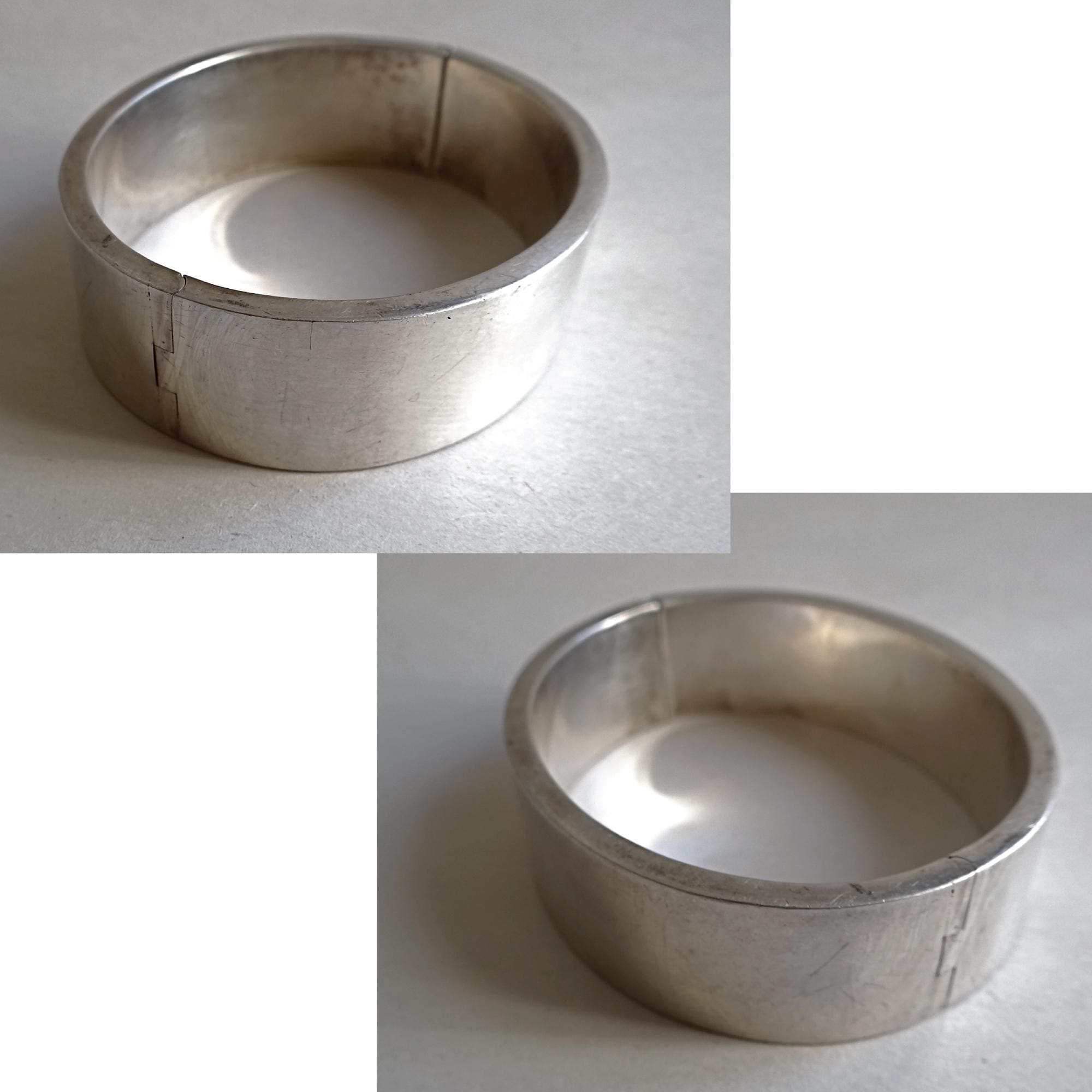 Bracelet Jonc Ouvrant En Argent Massif 925 - Design Moderniste Des Années 70 - Vintage, Très Bon état
