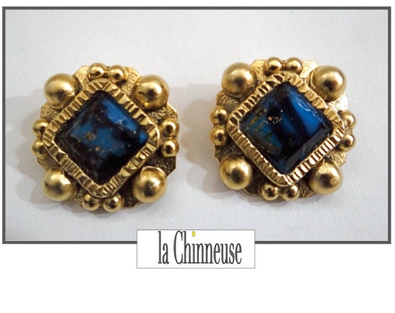 HENRY Signed Earrings; Vintage Henry Perichon Ear… - image 1