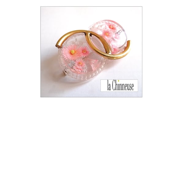 ART DÉCO BROCHE; Broche Vintage en Plexiglas, Broche Ancienne à Décor Floral, Bijoux Vintage Années 1930, Collection Broche Ancienne.