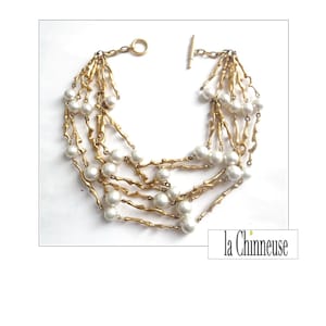 Collier Oversize Poisson En Lucite Doré Biche De Bere - Vintage Années 1990