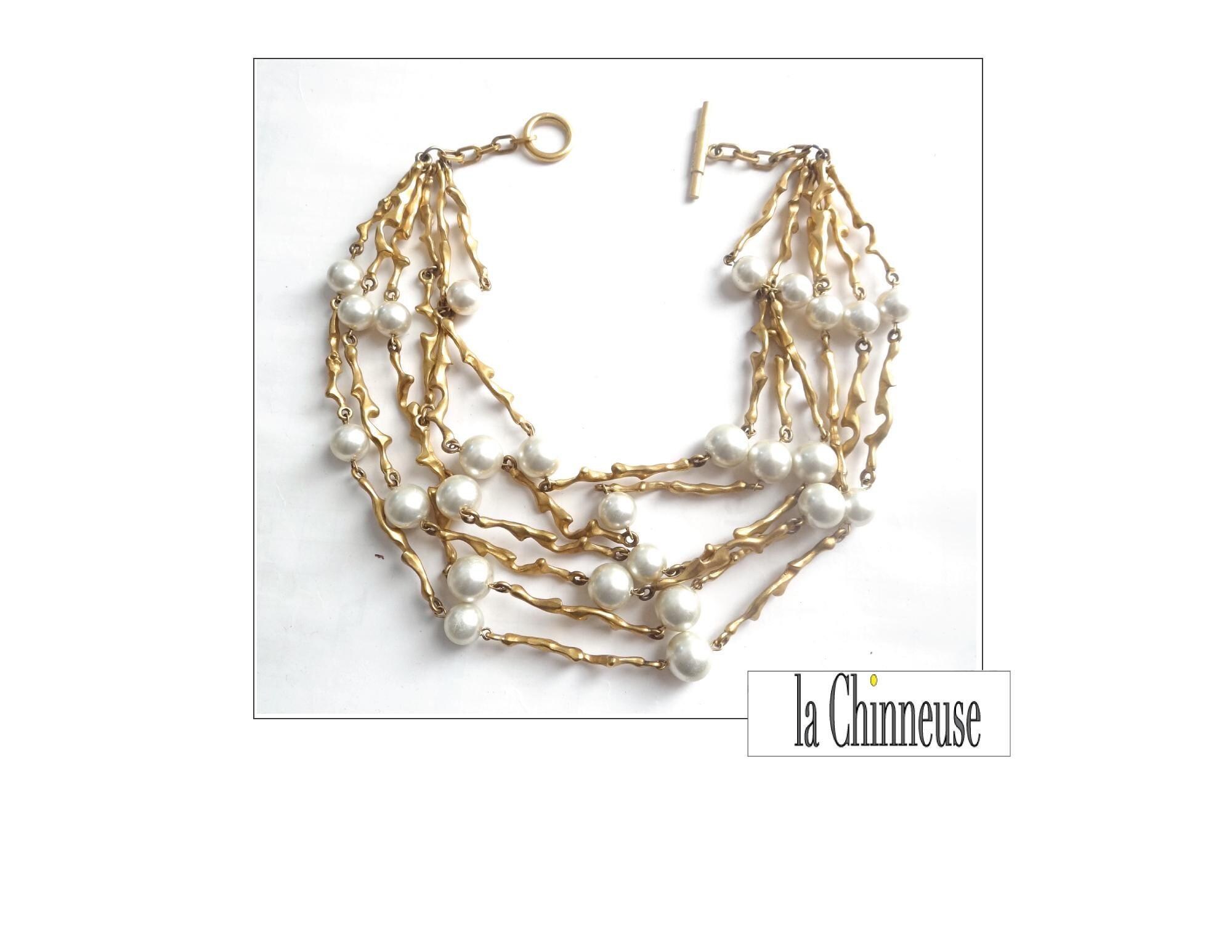 Collier Vintage Signé Nelly Biche De Bere - Ancien, En Métal Argenté, Occasion, Bijou Ancien