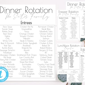 Mahlzeitenrotation Bundle | Zuhause Organisation | Digitale Downloads | Home Drucksachen | Bearbeitbare Mahlzeitenrotation