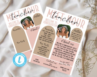 Meet The Teacher Template | Editable Teacher Printable | Neutral Meet The Teacher | Open House Newsletter Flyer | Instant Download