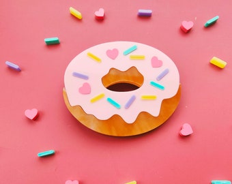 Delightful Donut brooch | laser cut acrylic brooch