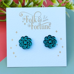 Rosette flower stud earrings | laser cut acrylic earrings | floral jewellery