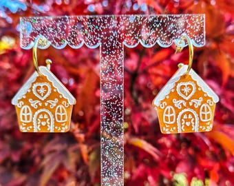 Lebkuchen-Haus Ohrringe aus Acryl