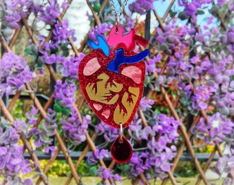 Anatomische Herz Halskette | lasergeschnittener Acrylschmuck