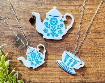 Tee Set Halskette oder Brosche | Laser-cut Acrylglas