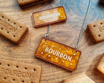 Bourbon Biscuit Brosche oder Halskette | Laser-cut Acrylglas