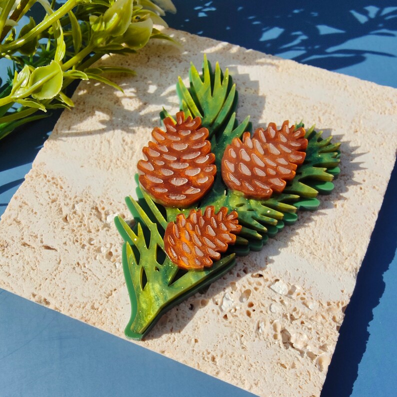 Pine Sprig brooch festive winter christmas jewellery laser cut acrylic image 2