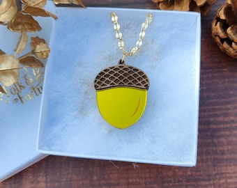 Oak Fall - Autumn Acorn pendant necklace | acrylic jewellery | laser cut