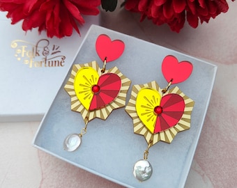 Sacred Heart earrings | laser cut acrylic statement | valentines love jewellery