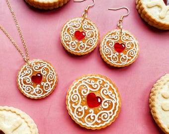 Jammie Dodger Ohrringe, Brosche oder Kette | Laser-cut Acrylglas
