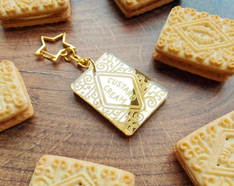 Custard Cream Taschenanhänger Schlüsselanhänger | Laser-cut Acrylglas