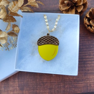 Oak Fall Pendant - Autumn Acorn necklace | acrylic jewellery | laser cut