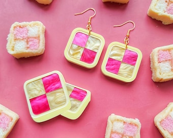 Battenburg Ohrringe oder Brosche | Laser-cut Acrylglas