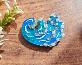 Große Wellen Brosche | lasergeschnittener Acrylschmuck