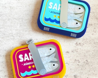 Brosche Sardinen aus Dose | Laser-cut Acrylglas