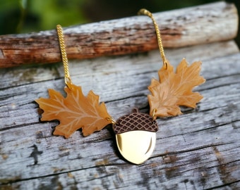 Oak Fall - Herbst Eichel Halskette | Acrylschmuck | lasergeschnitten