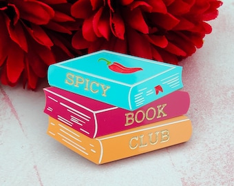 Spicy Book Club bookstack brooch | lasercut acrylic brooch pin